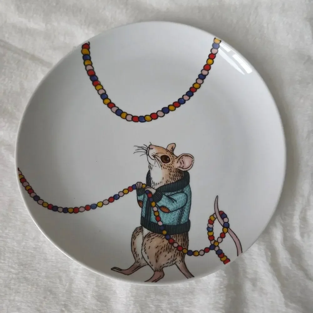 West Elm Rachel Kozlowski Dapper Animal Salad Plate Holiday Christmas Mouse‎